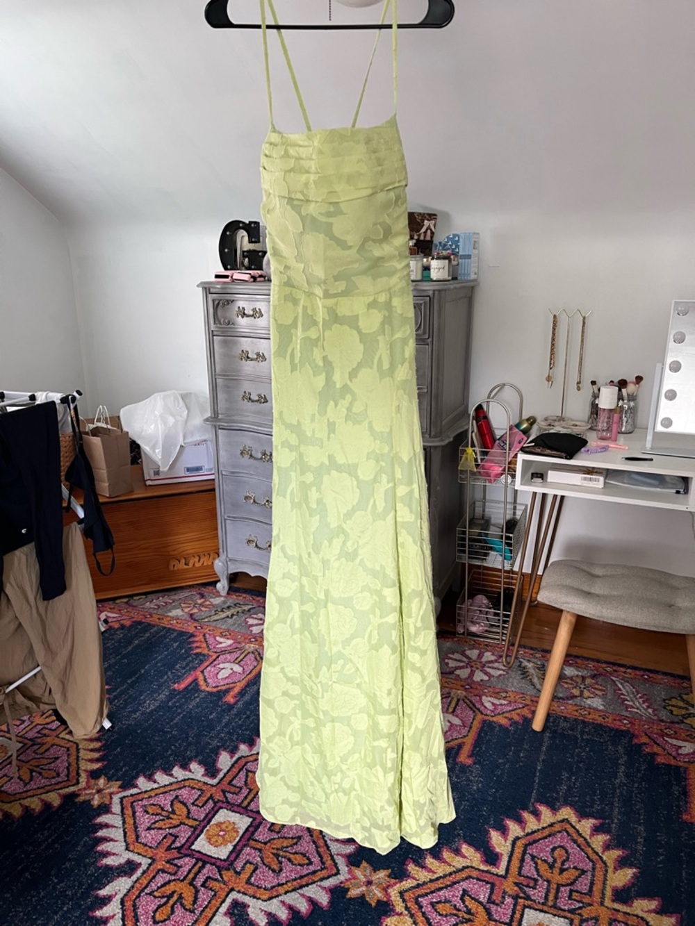 Green bridesmaids or wedding guest dress